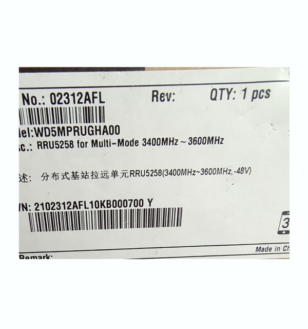 Original Package HUAWEI RRU5258 02312AFL WD5MPRUGHA00 For Multi-Mode 3400MHz~3600MHz Remote Radio Unit For Base Station
